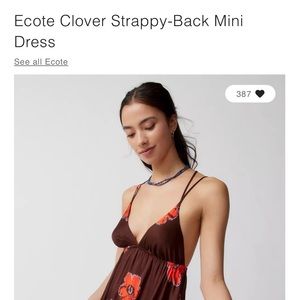 NWT- Ecote Clover Strappy-Back Mini Dress / Urban Outfitters SZ:M